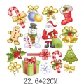 Lot de transferts thermiques de Noël colorés pour décoration de vêtements 22cm - Ensemble d'Éléments de Noël (DH0232-1) / 22.6*22CM