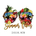 Summer Vibes tropical fruit sunglasses heat transfer patch for clothes 24x18.8cm - Tie-dye Fruit Style (DH0605)
