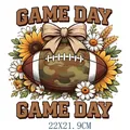 American football game day heat transfer sticker with sunflowers, size 22x21.9cm - Game Day Camo Floral Football Pattern (DS2100)