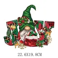 Festive Christmas gnome JOY iron-on heat transfer patch for clothing DIY decoration - 22.6x19.8cm