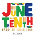 Bunter Juneteenth-Bügelbild-Aufkleber für Kleidung 24x22cm Grafik-Dekor-Aufnäher - Juneteenth Künstlerischer Text (DH0839)