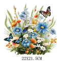 Pegatina de transferencia de calor de mariposa y flores de acuarela para ropa, 22x21,5cm. - Estilo Acuarela Primavera Mariposa Floral (DS090)