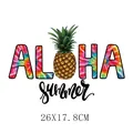 Summer heat transfer patch featuring tie-dye Aloha and pineapple design, 26x17.8cm - Aloha Summer Style (DH0603)