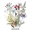 Artistic watercolor wildflower floral heat transfer sticker for clothing DIY, 20x23cm size - Watercolor Wildflower Pattern (DF1454)