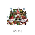 Festive Christmas gnome and truck heat transfer sticker for clothing, size 8x6.6cm - 8x6.6