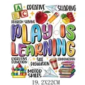 Autocollant de transfert thermique DTF Play is Learning pour vêtements et tissus - Jouer c'est Apprendre Blocs de Couleur (DS1932)