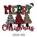 Christmas tree and letter pattern heat transfer decal for clothing, 24x20.9cm size - Multi-Texture Christmas Trees with Letters Style (DH0159) / 24x20.9cm