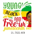 Juneteenth heat transfer decal for clothes featuring Black woman afro and 1865 text - 21.7x22.6cm Pack / Large Black Woman Portrait (DH1351)