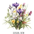 Watercolor wildflower bouquet heat transfer sticker for clothing, 22x20.5cm floral decal - Watercolor Wildflower Pattern (DF1455)