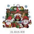 Festive Christmas gnomes and green truck design heat transfer sticker 22.6x18.6cm for clothing - 22.6x18.6cm