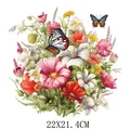 Pegatina de transferencia de calor de flores y mariposas en acuarela para ropa, 22x21,4cm - Estilo Acuarela Primavera Mariposa Floral (DS091)