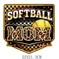 American sports style Softball Mom leopard print iron-on heat transfer 22x21.3cm - Golden Leopard Softball Mom Pattern (DS2102)