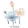 Elegant lotus flower heat transfer decal for T-shirts and bags in 19.6x22cm size print - Aesthetic Lotus Pattern (DS0396) / 19.6x22cm