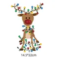 Christmas reindeer heat transfer iron-on sticker with colorful lights, 14.5x22cm size - 14.5x22cm