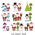 Autocollants de transfert thermique de Noël avec motifs Père Noël et bonhomme de neige - Famille de Dessins Animés de Noël (DH0283-1)