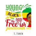 Juneteenth 1865 heat transfer patch for T-shirts featuring a stylized Black female illustration - 7.7x8cm Pack / Black Woman Portrait (AT1629)