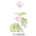Beautiful pink watercolor lotus flower heat transfer decal, 8x25cm size for DIY T-shirts - DS0397
