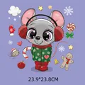 Christmas cartoon mouse heat transfer iron-on decal sticker for DIY clothing 23.9x23.8cm - 23.9x23.8cm