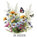 Pegatina de transferencia de calor de acuarela de mariposas y flores para ropa, 20,8x22cm - Estilo Acuarela Primavera Mariposa Floral (DS092)