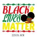 Black Lives Matter Juneteenth Bügelbild mit niedlicher Mädchen-Illustration 22x19,6 cm - Großes Black Lives Matter Muster (DH1354)