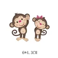 Lot de stickers thermocollants singe dessin animé 6x4,3cm pour vêtements - Deux Singes de Dessin Animé (AT1318)