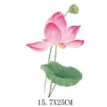Watercolor pink lotus flower heat transfer decal for T-shirts and bags, size 15.7x25cm - DS0398