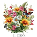Parche de transferencia térmica de flores y mariposas para ropa, tamaño 21,2x22 cm - Estilo Acuarela Primavera Mariposa Floral (DS093)