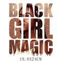 Autocollant de transfert thermique Black Girl Magic pour T-shirts avec design à paillettes - Motif DH1529