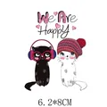Patch thermocollant mignon chat dessin animé pour vêtements enfants taille 6,2x8cm - Chats avec Lunettes de Soleil (AT1325)