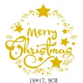 Gold Merry Christmas heat transfer sticker for clothes, size 18x17.9cm wreath - 18x17.9cm