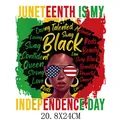 Juneteenth Black Independence Day Aufbügler Heat Transfer Patch für Kleidung - Großes Afro Sonnenbrille Mädchen (DH1358)