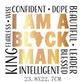 Patch thermocollant doré I Am A Black Man pour impression de T-shirt DIY décalque - Motif DH1562