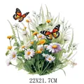 Calcomanía de transferencia de calor de mariposa y flores silvestres, tamaño 22x21,7 cm - Estilo Acuarela Primavera Mariposa Floral (DS094)