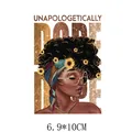 Unapologetically Dope black woman afro sunflower heat transfer patch for apparel iron-on - Afro Woman Portrait Dope Style (AT1219) / 6.9x10cm