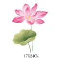 Elegant watercolor pink lotus flower heat transfer sticker decal for T-shirts, 17x24cm - DS0400