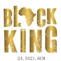 Autocollant de transfert thermique Black King doré pour T-shirts, taille 24,5x21,6 cm - Motif DH1560