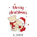Christmas teddy bear iron-on heat transfer sticker for clothes DIY decor 6.2x8cm - 6.2x8cm