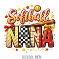 Vibrant Softball NANA heat transfer vinyl sticker for DIY apparel, 22x20.8cm size - Softball NANA Checkerboard Pattern (DS2106)