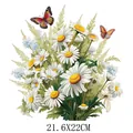 Parche termoadhesivo de margarita y mariposa en acuarela para ropa DIY, 21.6x22cm - Estilo Acuarela Primavera Mariposa Floral (DS095)