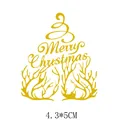 Golden Merry Christmas heat transfer sticker for clothing with reindeer design, 4.3x5cm - 4.3x5cm