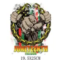 Juneteenth Freedom Bügelbild für T-Shirts mit zerbrochenen Ketten, Größe 19,5x25 cm - Large Breaking Chains Fist (DH1355)