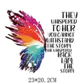 Colorful butterfly wing heat transfer sticker with inspirational quote, 23x20.2cm - 23*20.2CM / Abstract Butterfly Wing DH0611