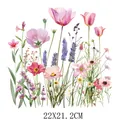 Beautiful pink floral bouquet heat transfer sticker for clothing, size 22x21.2cm. - Fresh Natural Pink Bouquet (DF0220)