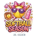 Softball Season heat transfer sticker for clothing, 20.4x22cm sports design - Softball Season Pink Decor Pattern (DS2107)