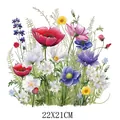 Pegatina de transferencia de calor de ramo de flores silvestres para ropa, 22x21cm - Estilo Acuarela Primavera Mariposa Floral (DS096)
