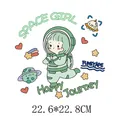Cute cartoon astronaut girl heat transfer iron-on sticker decal for clothing, 22.6x22.8cm - 22.6x22.8cm