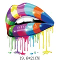 Colorful rainbow lips heat transfer sticker for DIY clothing decoration, 19.6x21cm - 19.6*21CM / Paint Drip Lips Style DH0677