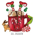 Christmas mug with elf legs and reindeer cookies heat transfer patch for clothing, 22.3x22cm - 22.3x22cm