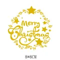 Golden Merry Christmas wreath heat transfer decal for clothing decoration 8x8cm - 8x8cm