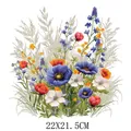 Vinilo de transferencia térmica ramo flores silvestres acuarela para ropa, 22x21.5cm - Estilo Acuarela Primavera Mariposa Floral (DS097)